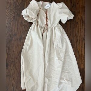 Shop Zoco, Chappell, cream & camel leather bow maxi puff sleeve, large, new